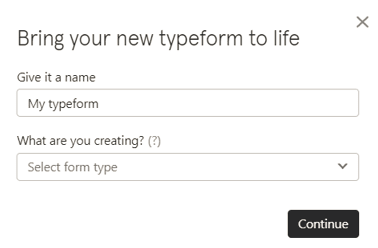 Typeform WordPress - bring your New Typeform to life window